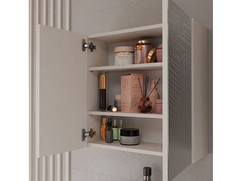 Szafka Łazienkowa POLA 2DL | 60x22x60 cm | Kaszmir | Szafka Łazienkowa Wisząca z Lustrem