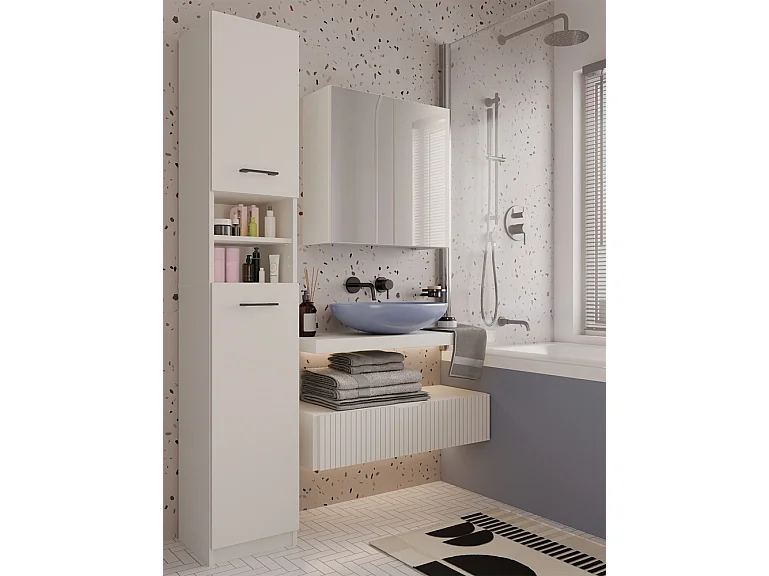 Szafka Łazienkowa POLA 2DL | 60x22x60 cm | Kaszmir | Szafka Łazienkowa Wisząca z Lustrem