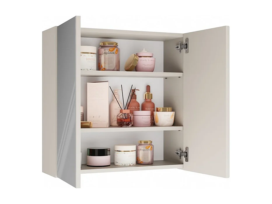 Szafka Łazienkowa POLA 2DL | 60x22x60 cm | Kaszmir | Szafka Łazienkowa Wisząca z Lustrem