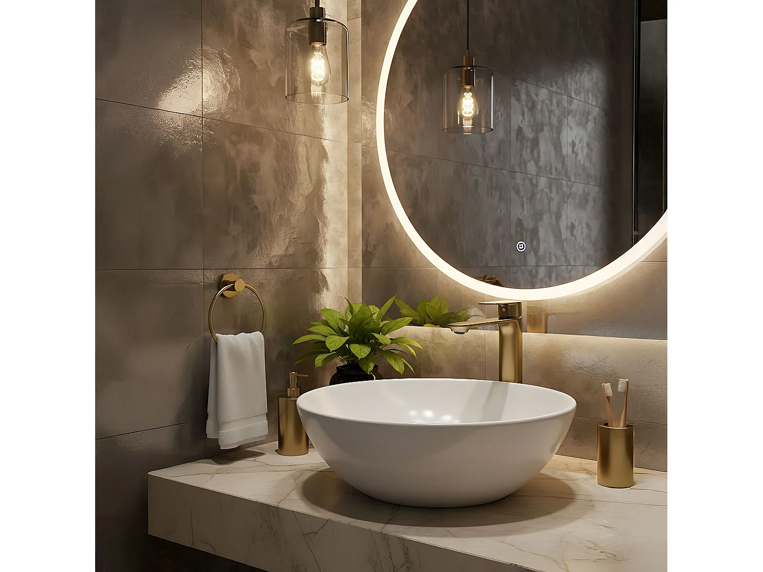 Robinet De Lavabo Rea Drop High Brush Gold