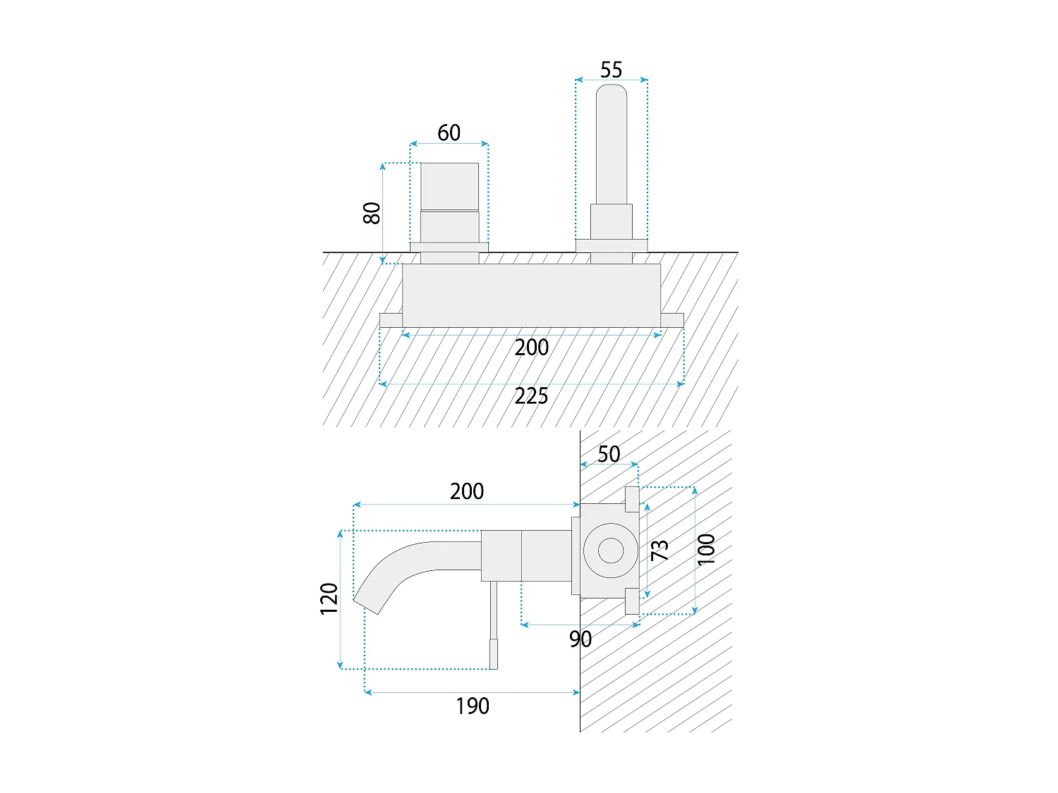 Robinet De Lavabo Rea Lungo Diamond Chrome