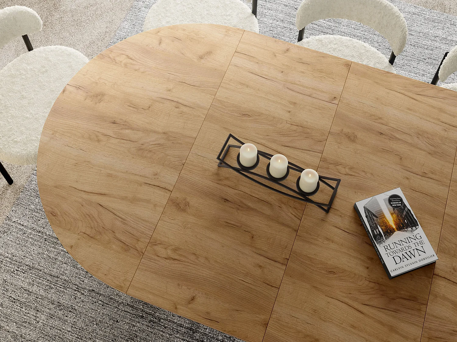 Table à Manger Ronde Extensible Style Loft – 120 cm – Design Industriel avec Pieds en Métal Doré, Gain de Place pour Salon ou Salle à Manger – Marron