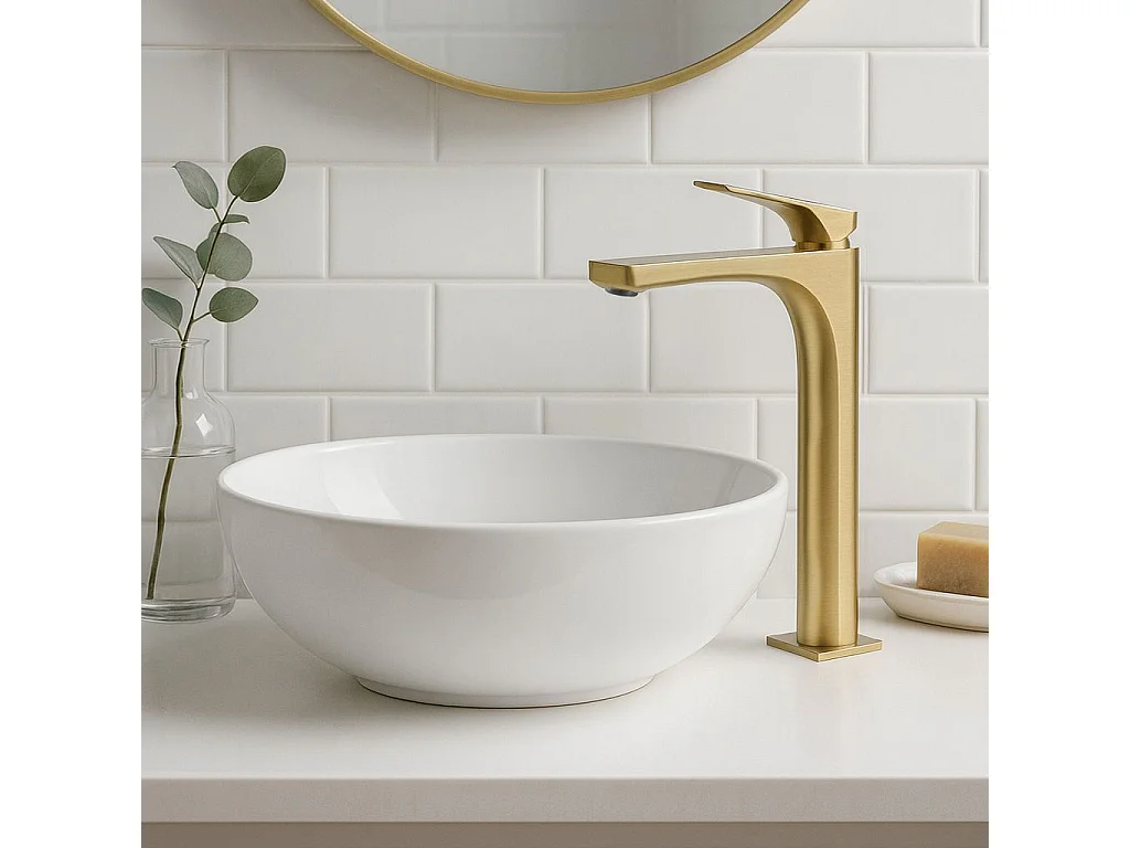 Torneira Para Lavatório Rea Joe High Brushed Gold