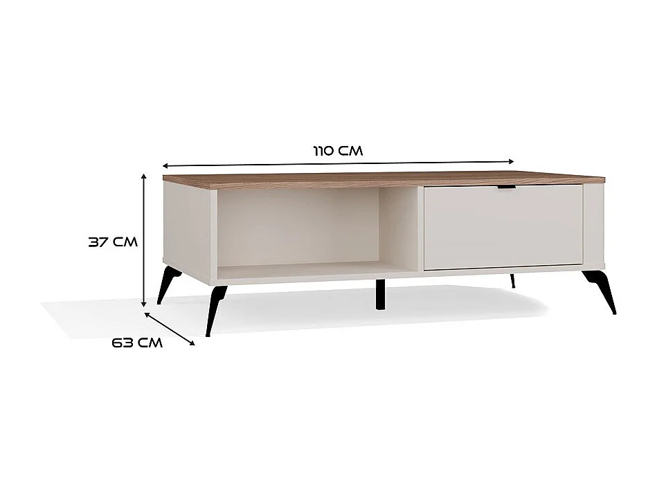Stolik Cordoba | Beżowy | 110x63x37 cm |  Minimalistyczny Design 2 Szuflady