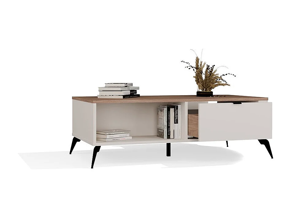 Stolik Cordoba | Beżowy | 110x63x37 cm |  Minimalistyczny Design 2 Szuflady