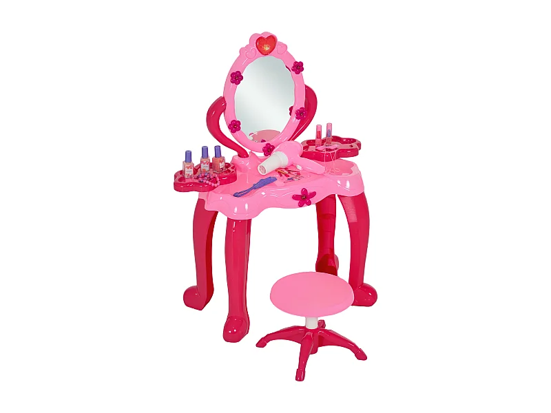 Ensemble coiffeuse tabouret enfant design - nombreux accessoires - effets lumineux sonores - rose