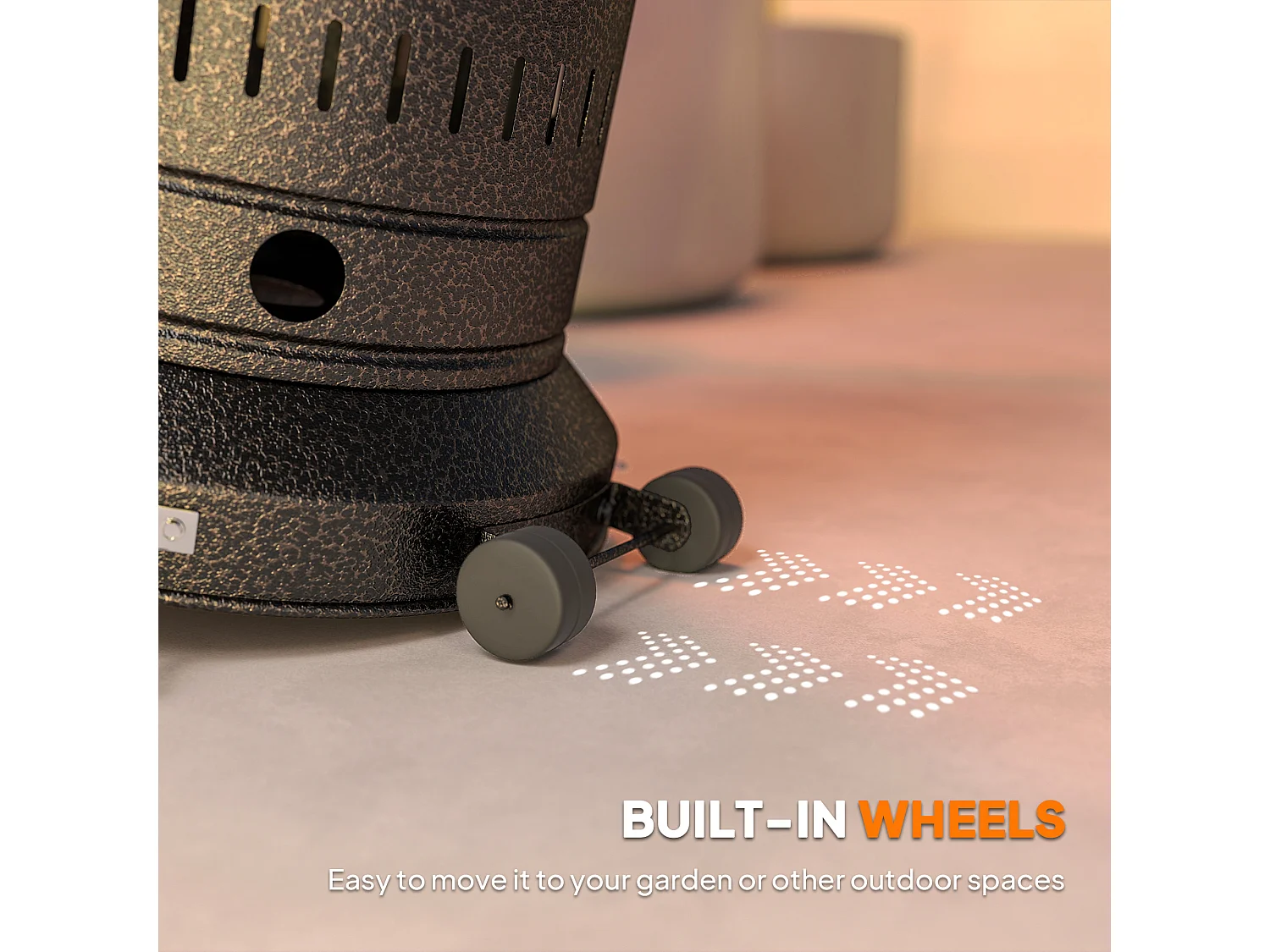 Outsunny Stufa a Gas/Propano da Esterno 11kw, con Spegnimento Automatico e Rotelle, Riscaldatore da Esterno Portatile, 82x82x223 cm