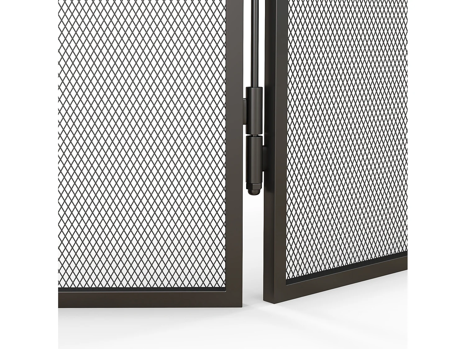 Parascintille camino pieghevole 3 pannelli in metallo nero 96x1.3x56cm