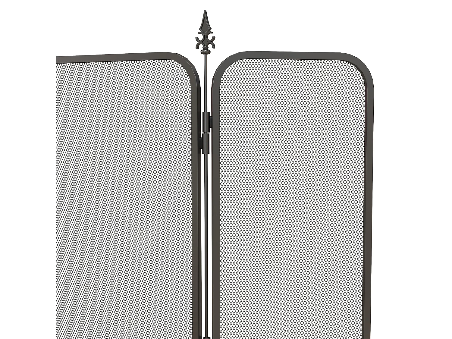 Parascintille camino pieghevole 3 pannelli in metallo nero 96x1.3x56cm