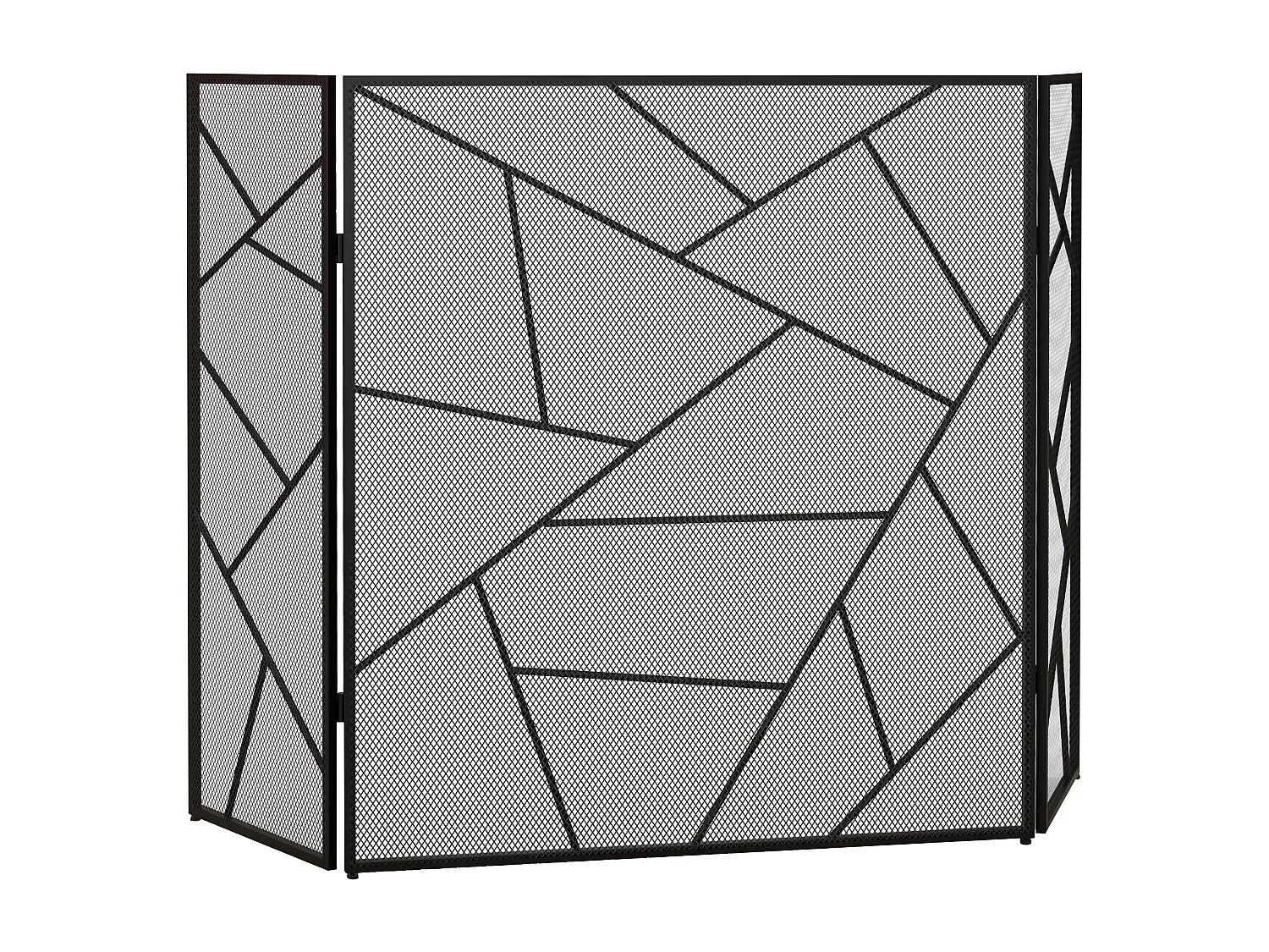 Parascintille per camino pieghevole a 3 pannelli in acciaio nero