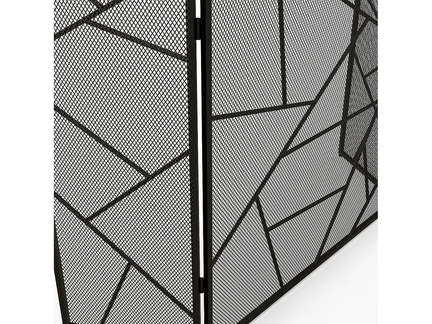 Parascintille per camino pieghevole a 3 pannelli in acciaio nero