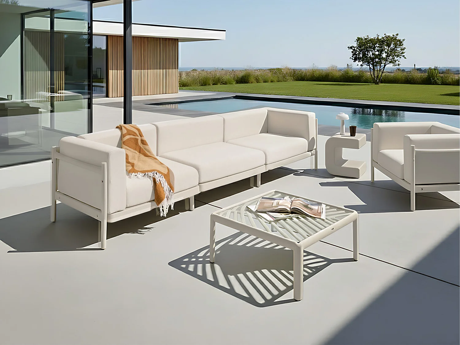 Canapé de jardin 3 places FERRETTI Beige clair