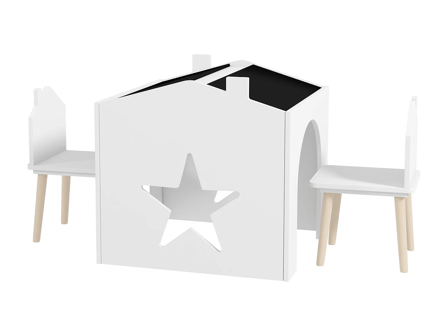 Set 2 sedie per bambini e tavolino con lavagna età 3-8 anni bianco
