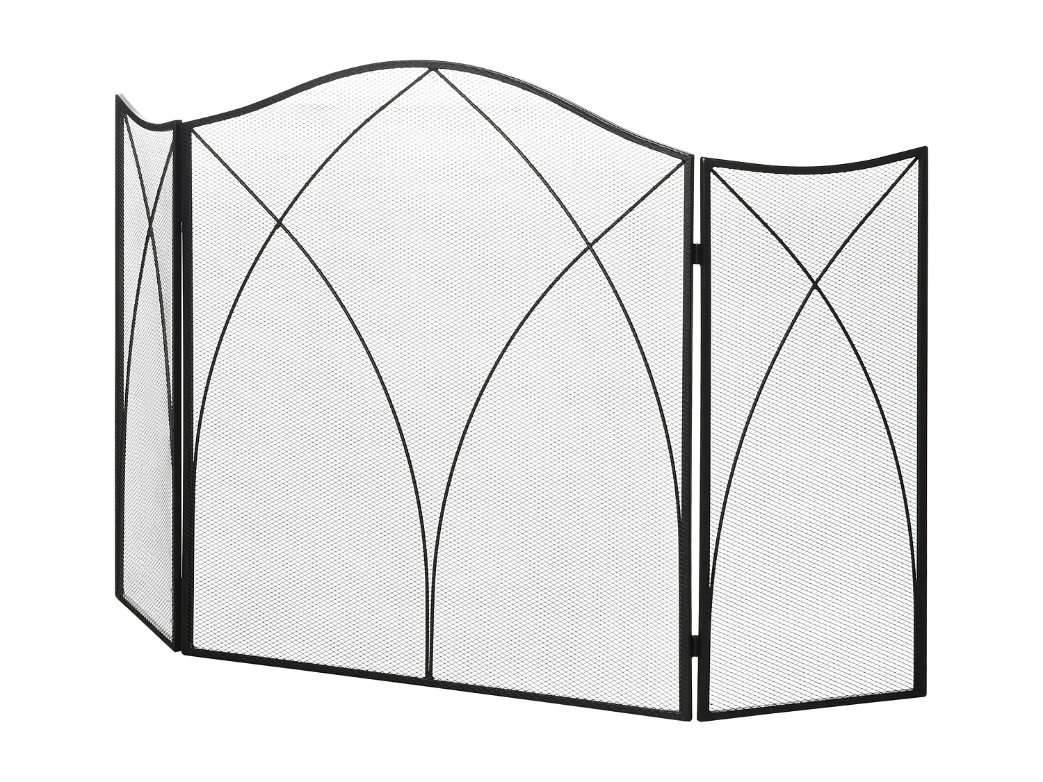 Parascintille camino a 3 parti pieghevole in metallo nero