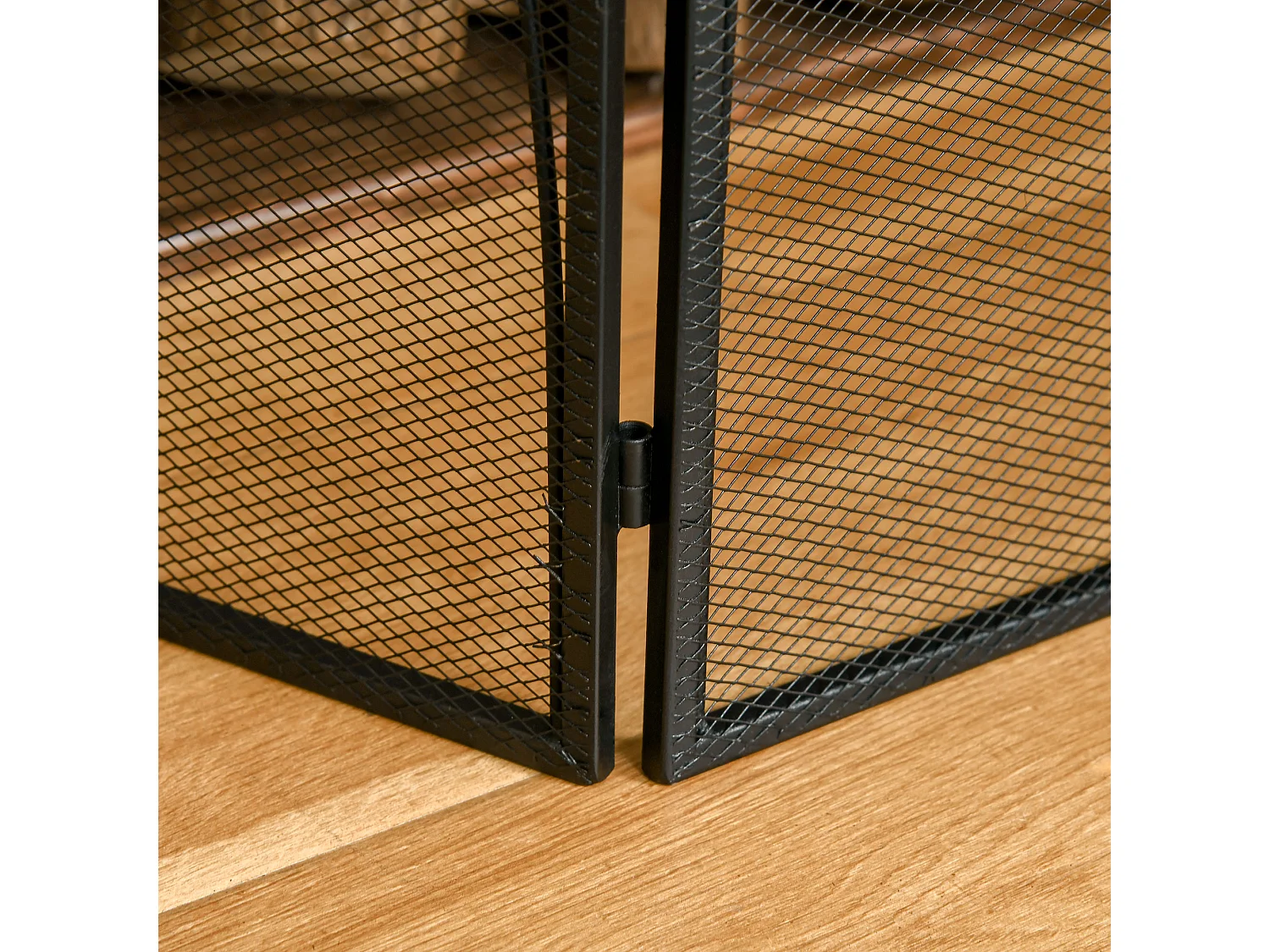 Parascintille camino a 3 parti pieghevole in metallo nero