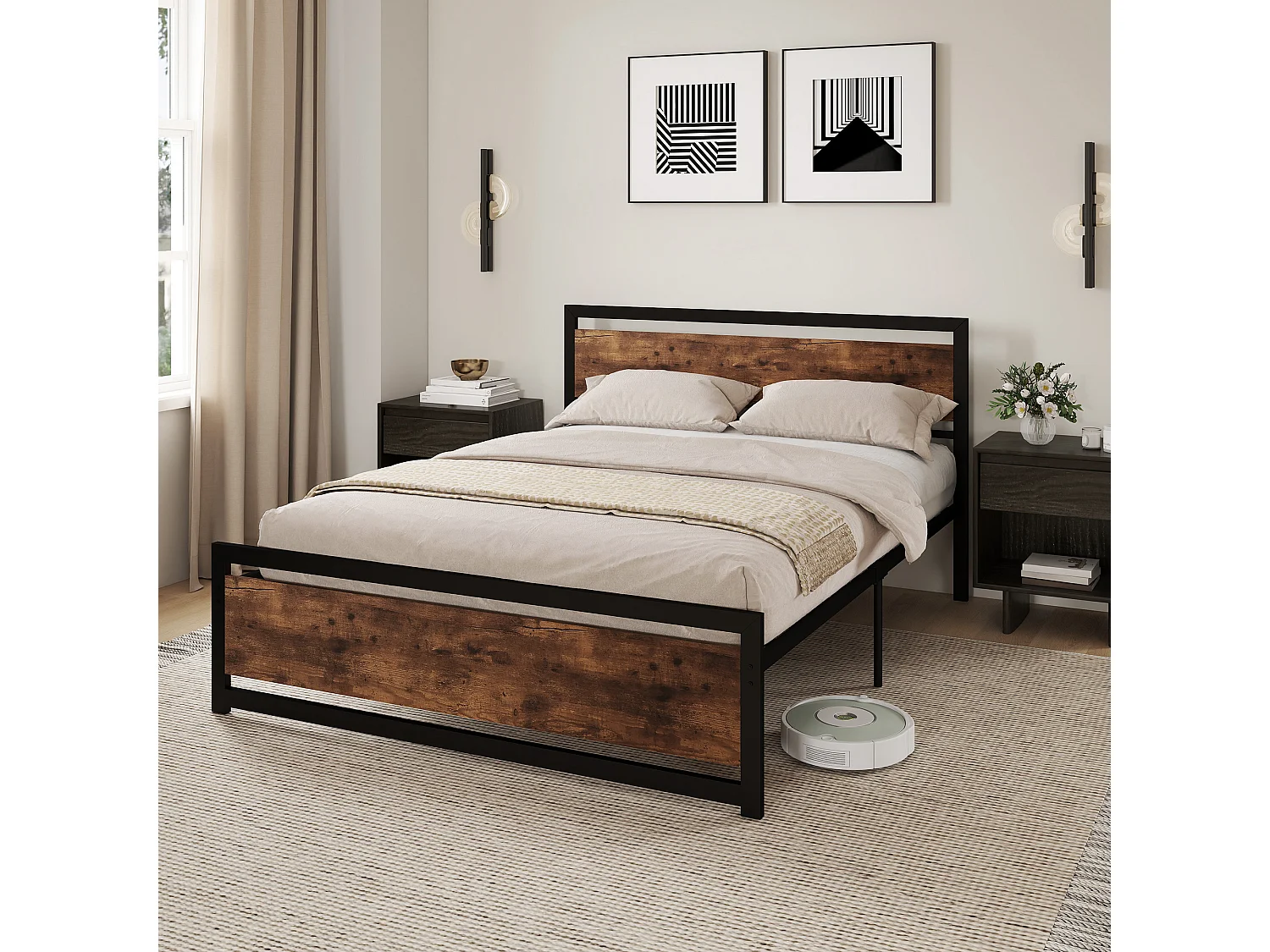 Struttura letto matrimoniale 160x200cm acciaio legno con doghe