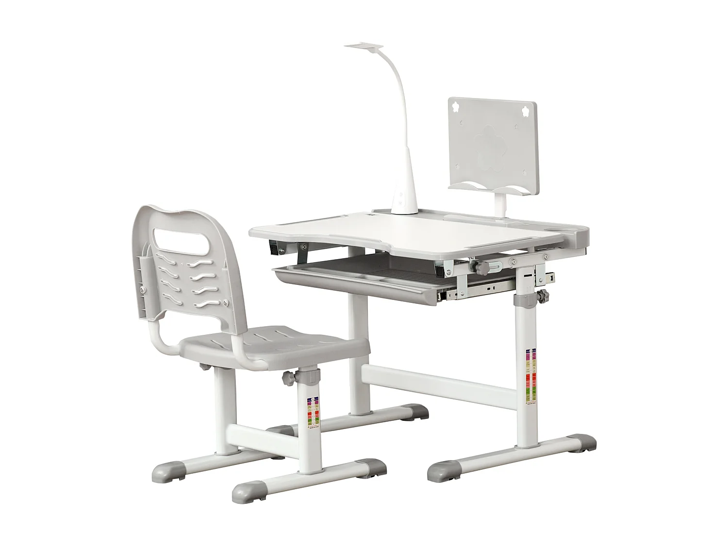 Banco scuola con sedia bimbi 6-12 anni altezza regolabile grigio