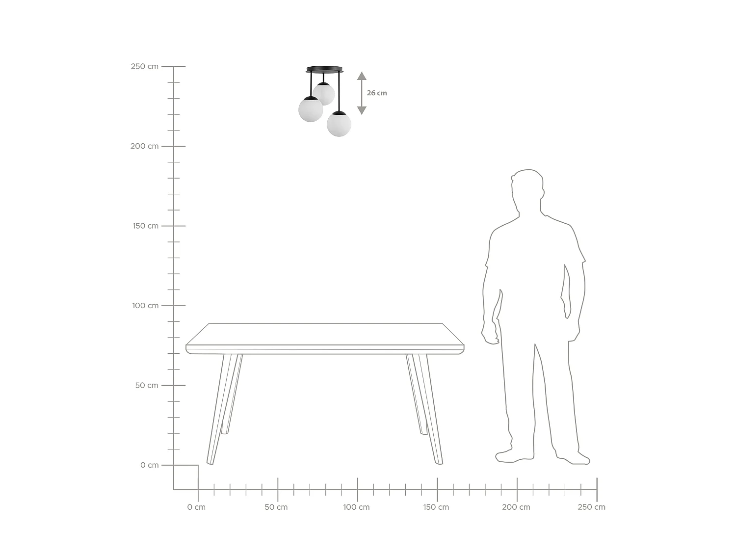 Lampes suspension à 3 lumières RIANA Verre Noir