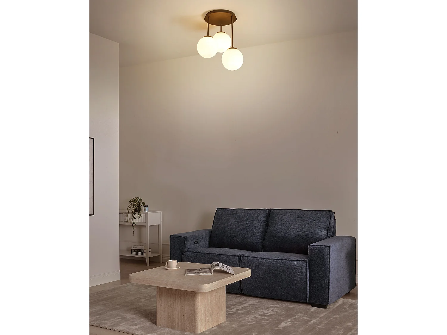 3 Light Pendant Lamp RIANA Glass Black