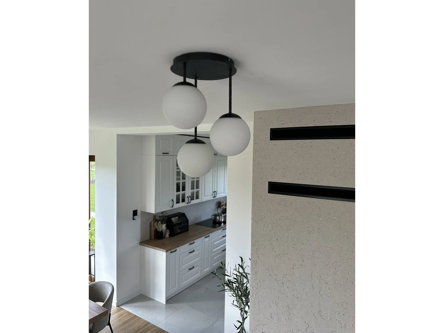3 Light Pendant Lamp RIANA Glass Black