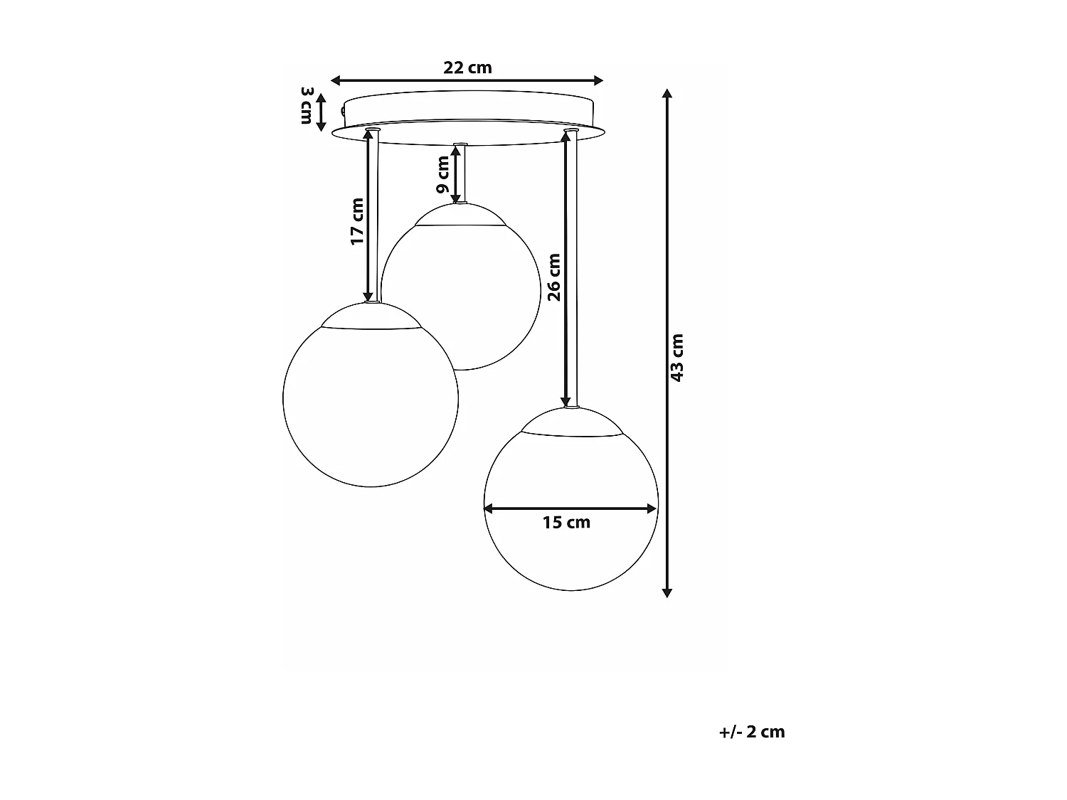 Lampes suspension à 3 lumières RIANA Verre Noir