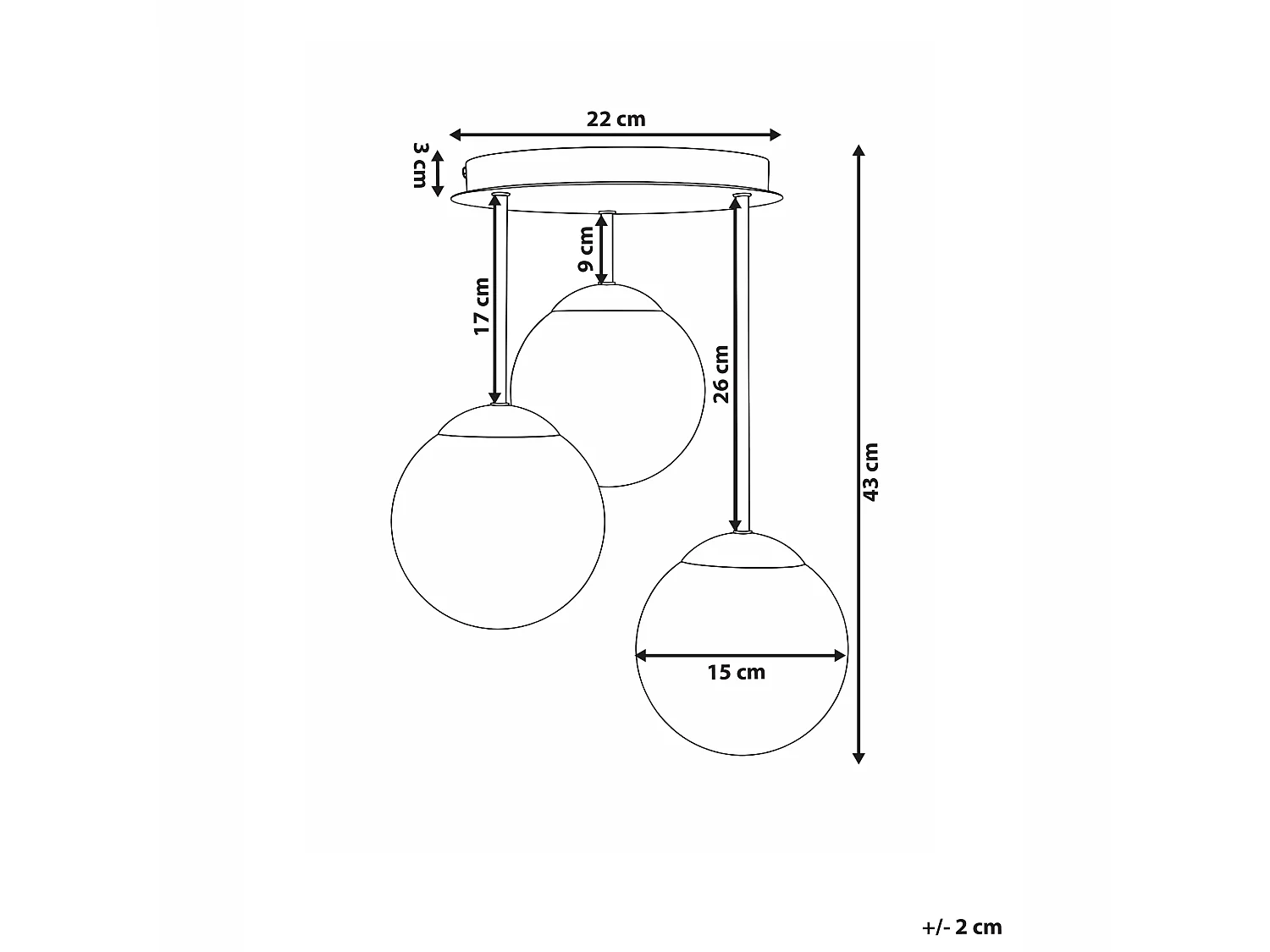 3 Light Pendant Lamp RIANA Glass Black