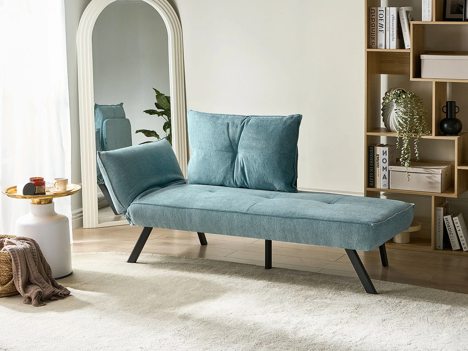 Chaise longue côté droite ROCAMADOUR Tissu Bleu clair