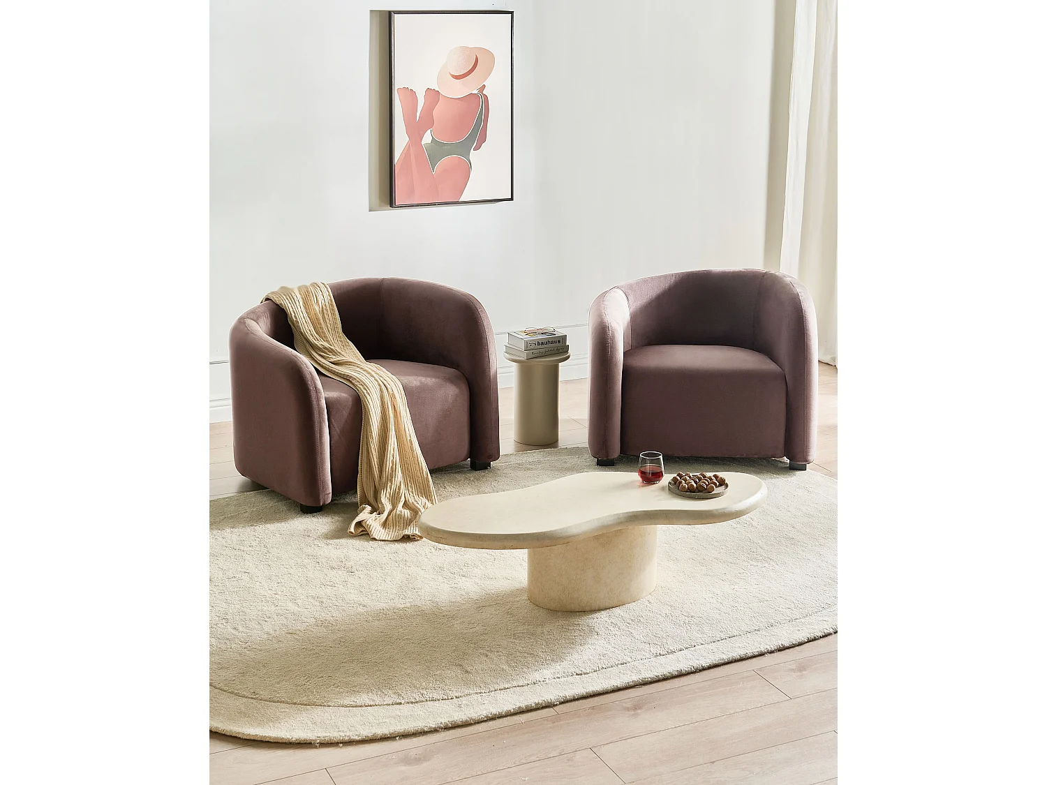 Lot de 2 fauteuils VELTADA Velours Marron foncé