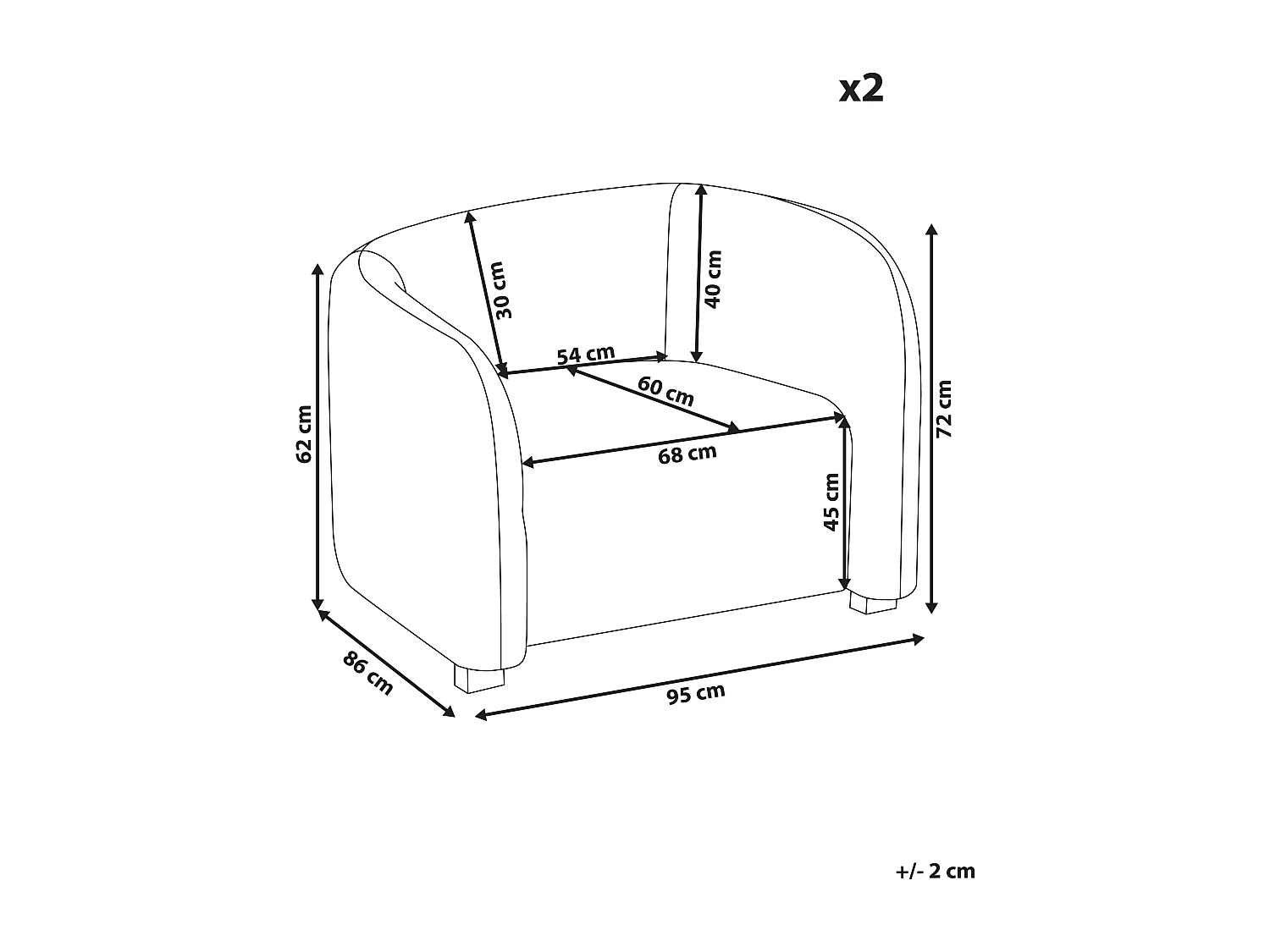 Lot de 2 fauteuils VELTADA Velours Marron foncé