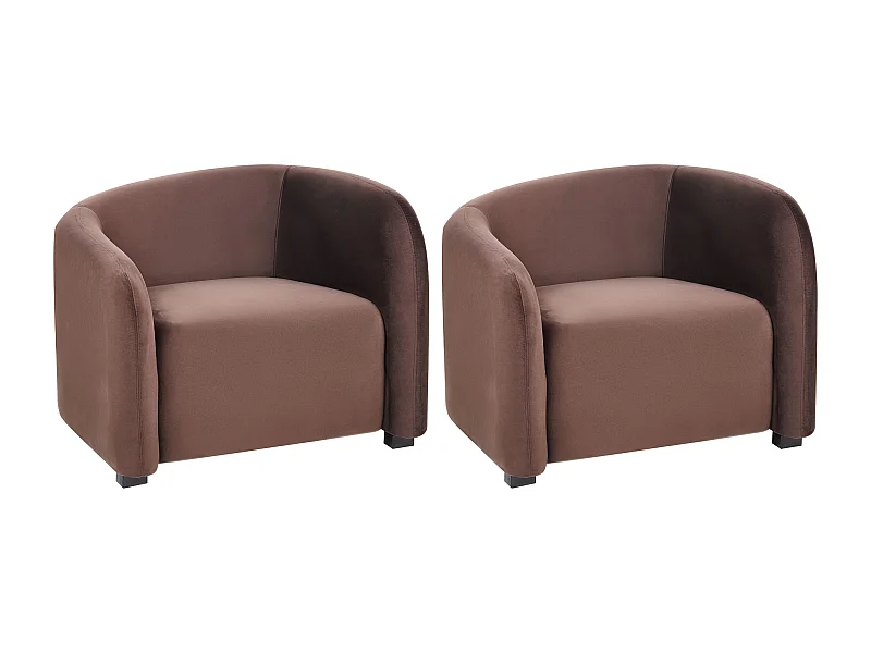 Lot de 2 fauteuils VELTADA Velours Marron foncé