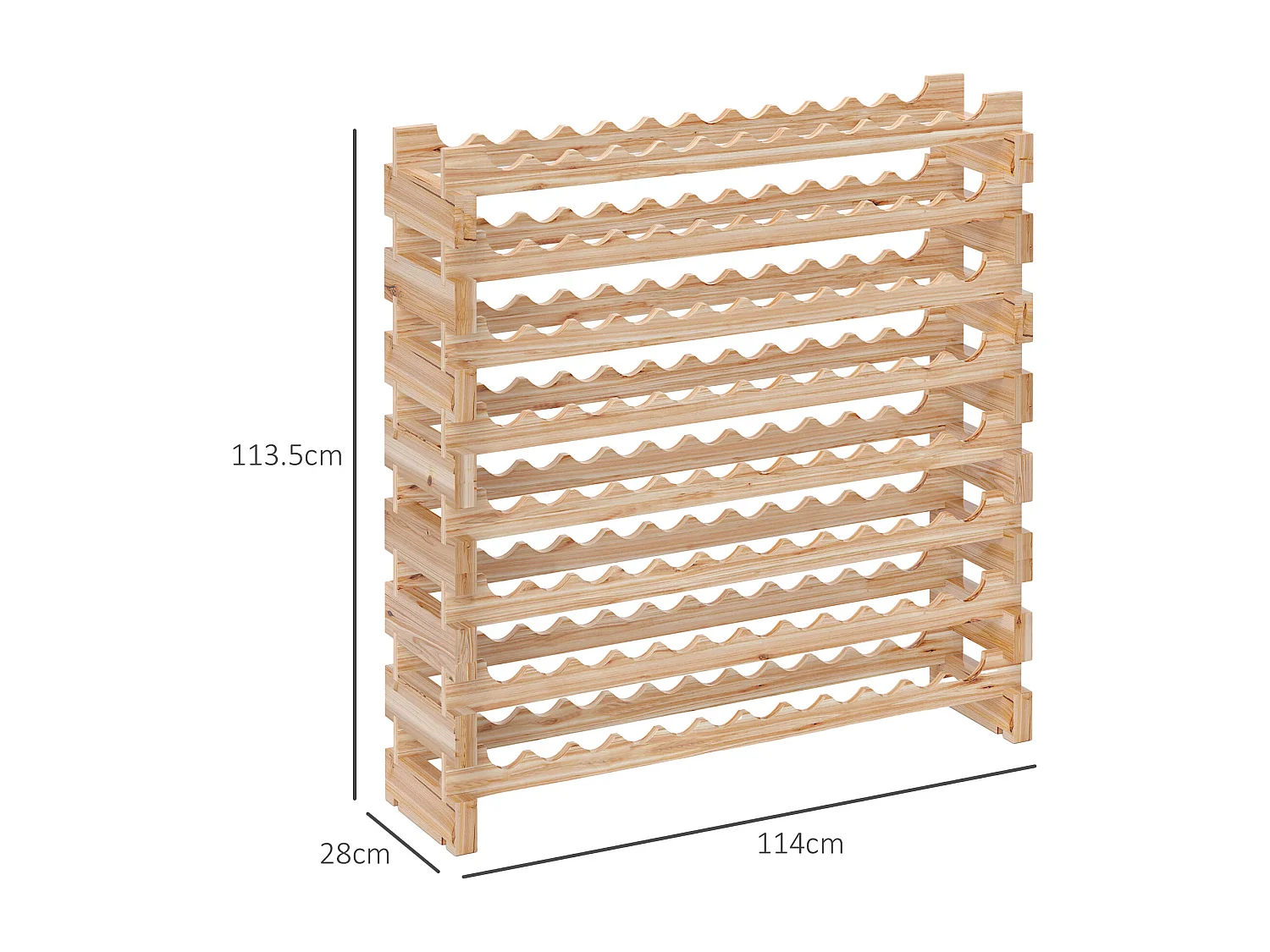 Scaffale cantinetta vini per 96 bottiglie in legno di pino