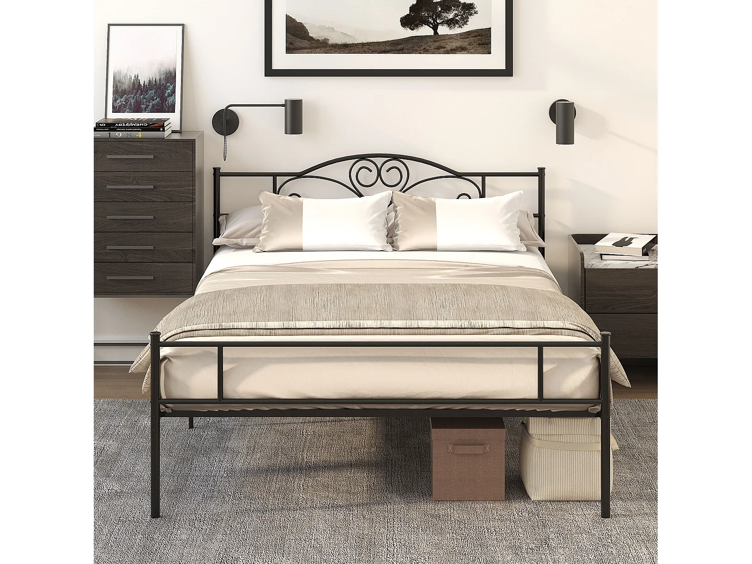 Letto matrimoniale 160x200cm acciaio doghe integrate testiera