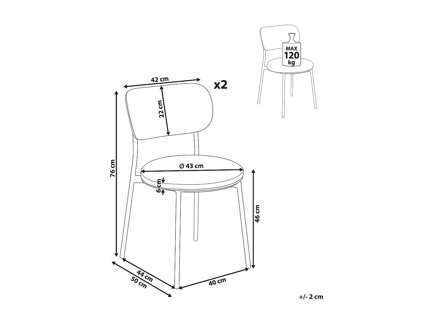 Lot de 2 chaises de salle à manger CASEY Vert menthe