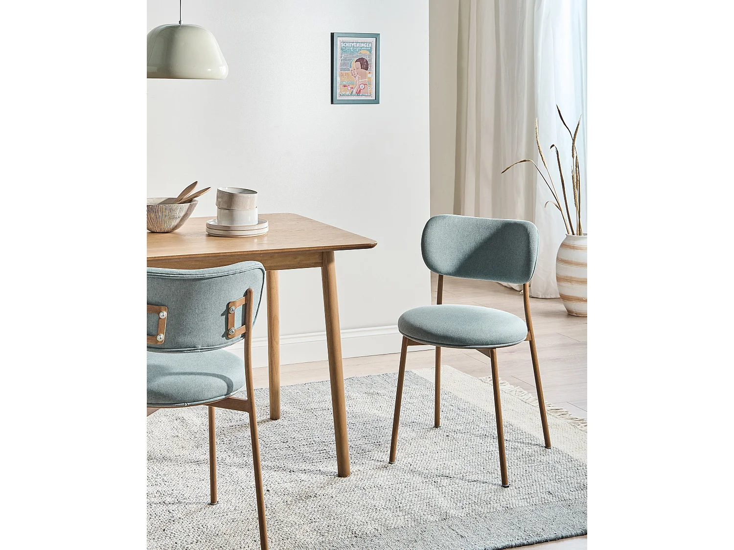Set of 2 Dining Chairs CASEY Fabric Mint Green