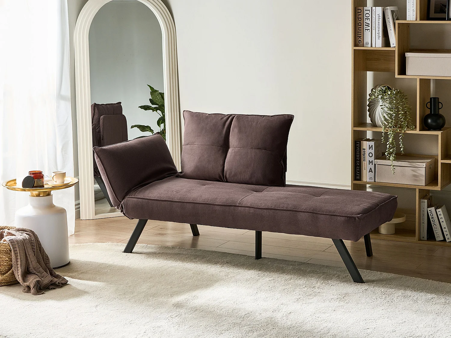 Chaise longue côté droite ROCAMADOUR Tissu Marron