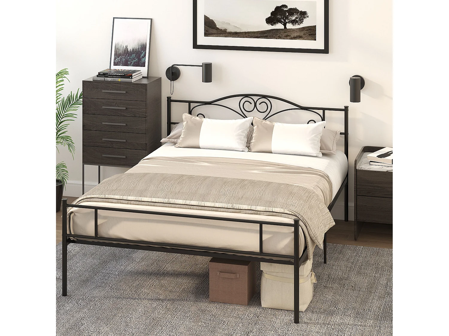 Letto 1 piazza e mezza in acciaio con doghe integrate 140x200cm