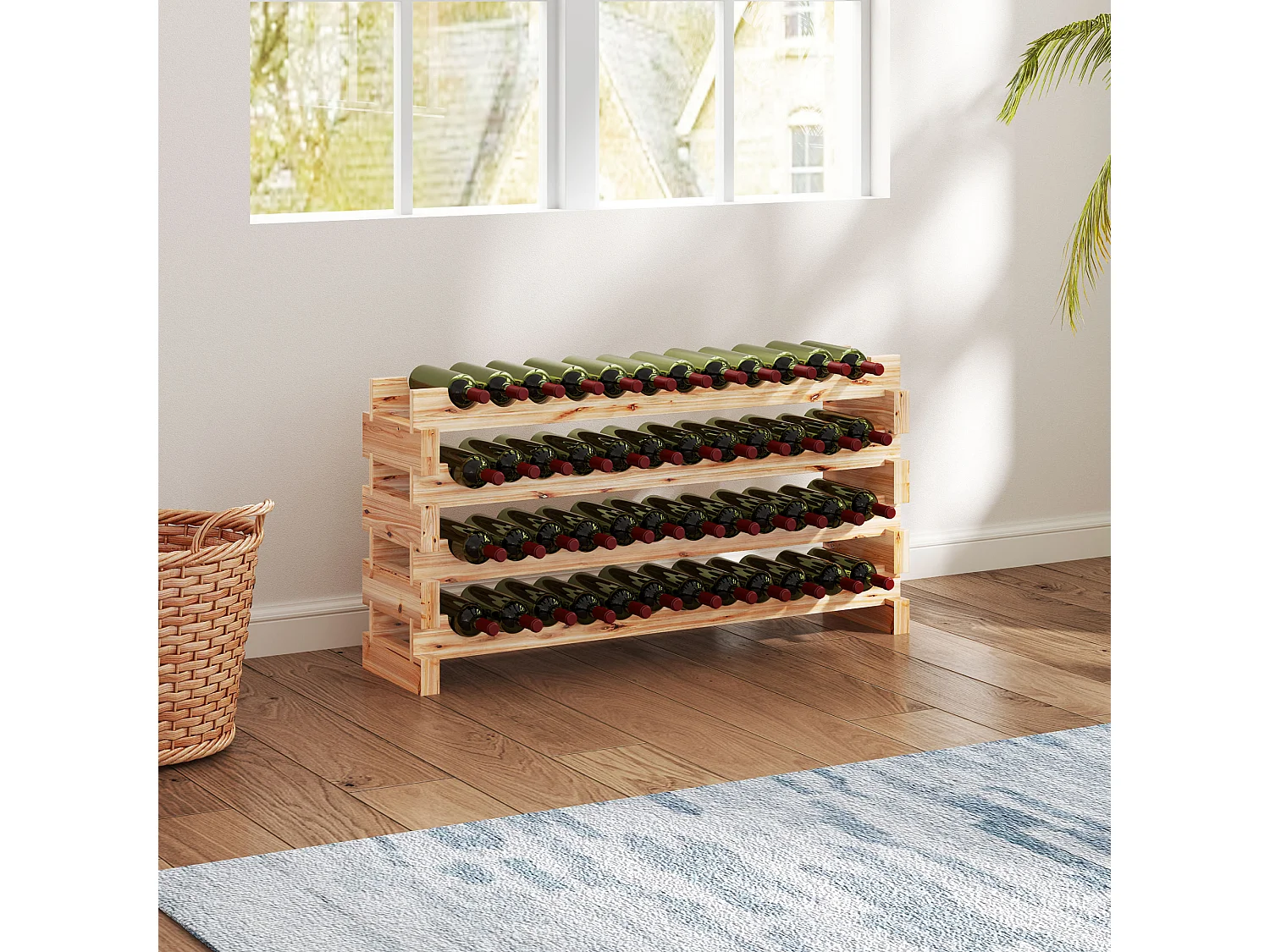Scaffale cantinetta vini per 48 bottiglie in legno di pino