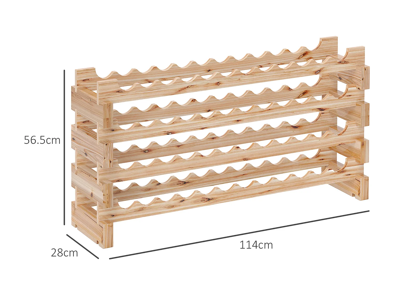Scaffale cantinetta vini per 48 bottiglie in legno di pino
