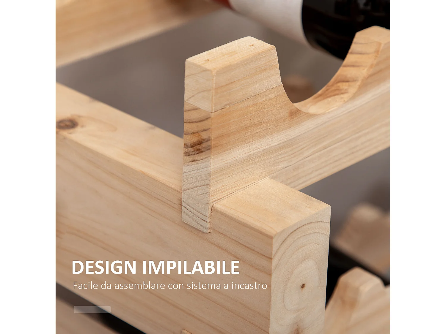 Scaffale cantinetta vini per 48 bottiglie in legno di pino