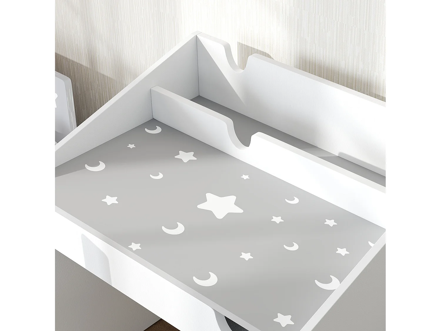 Set sedia e tavolino per bambini con organizer e cassetto grigio