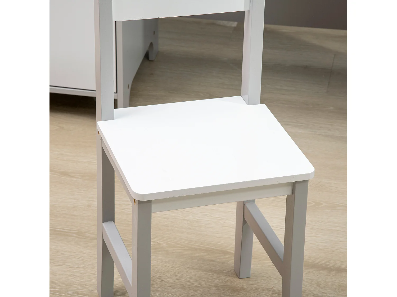 Set per bambini con banco scuola con lavagna e sedia bianco grigio