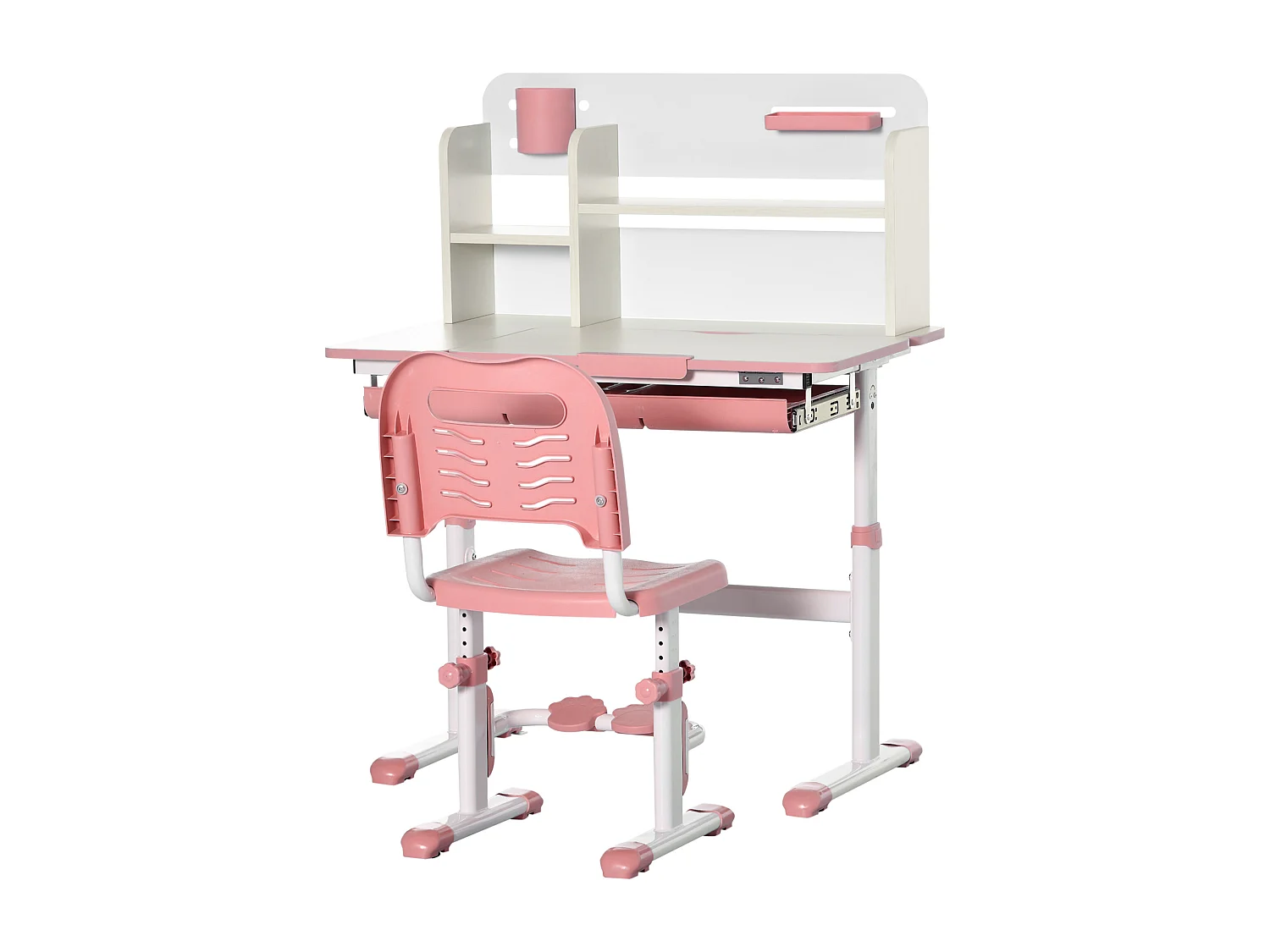 Set scrivania e sedia per bambini da 3 anni regolabile rosa