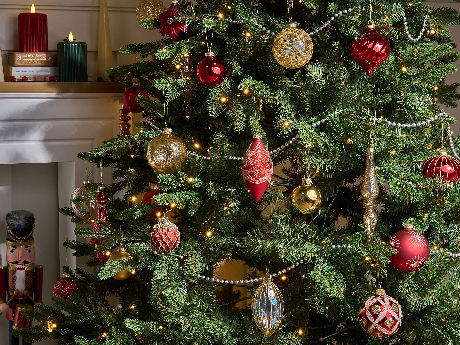 Lot de 50 boules SPARKLE Verre Rouge/doré