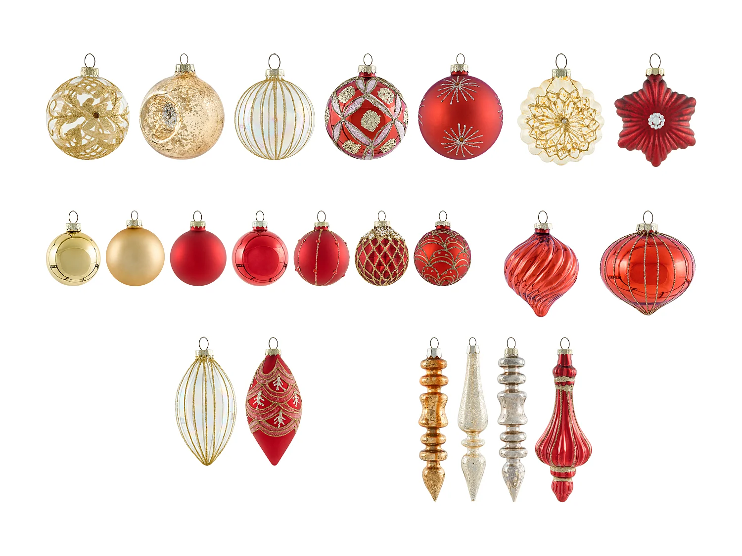 Lot de 50 boules SPARKLE Verre Rouge/doré