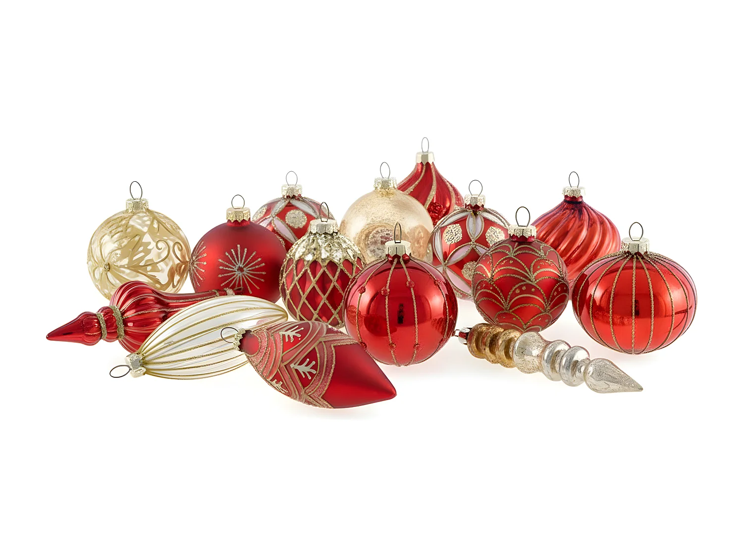 Lot de 50 boules SPARKLE Verre Rouge/doré