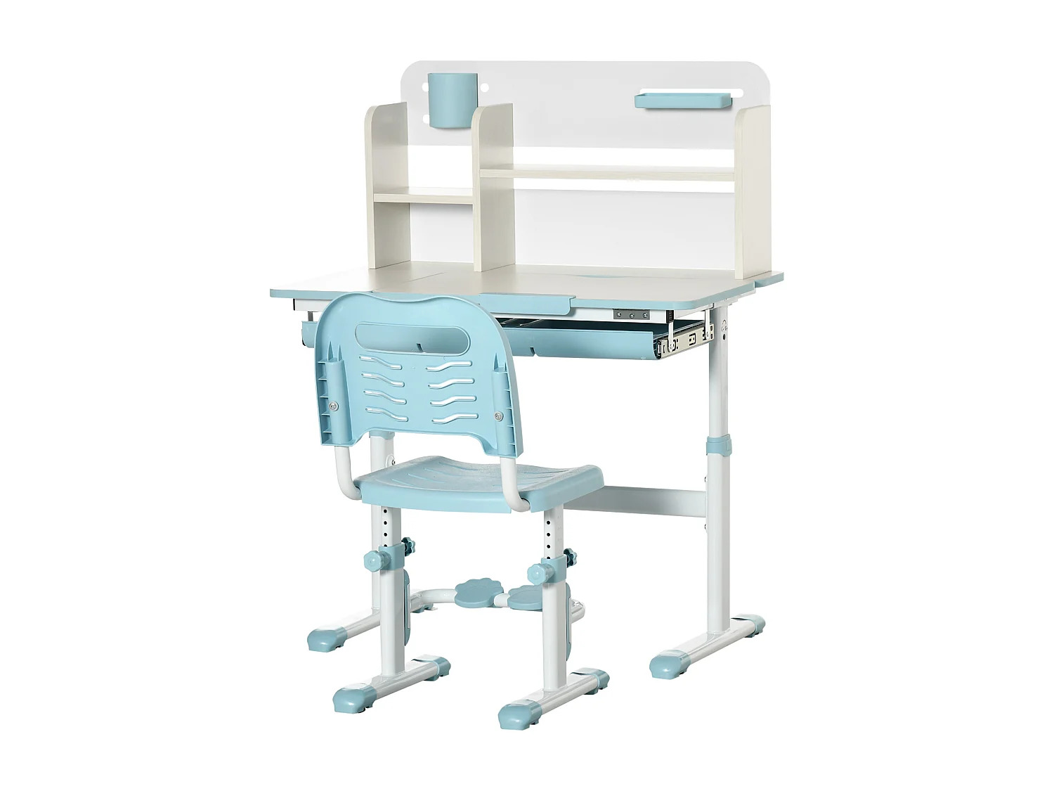 Set scrivania e sedia per bambini da 3 anni regolabile blu