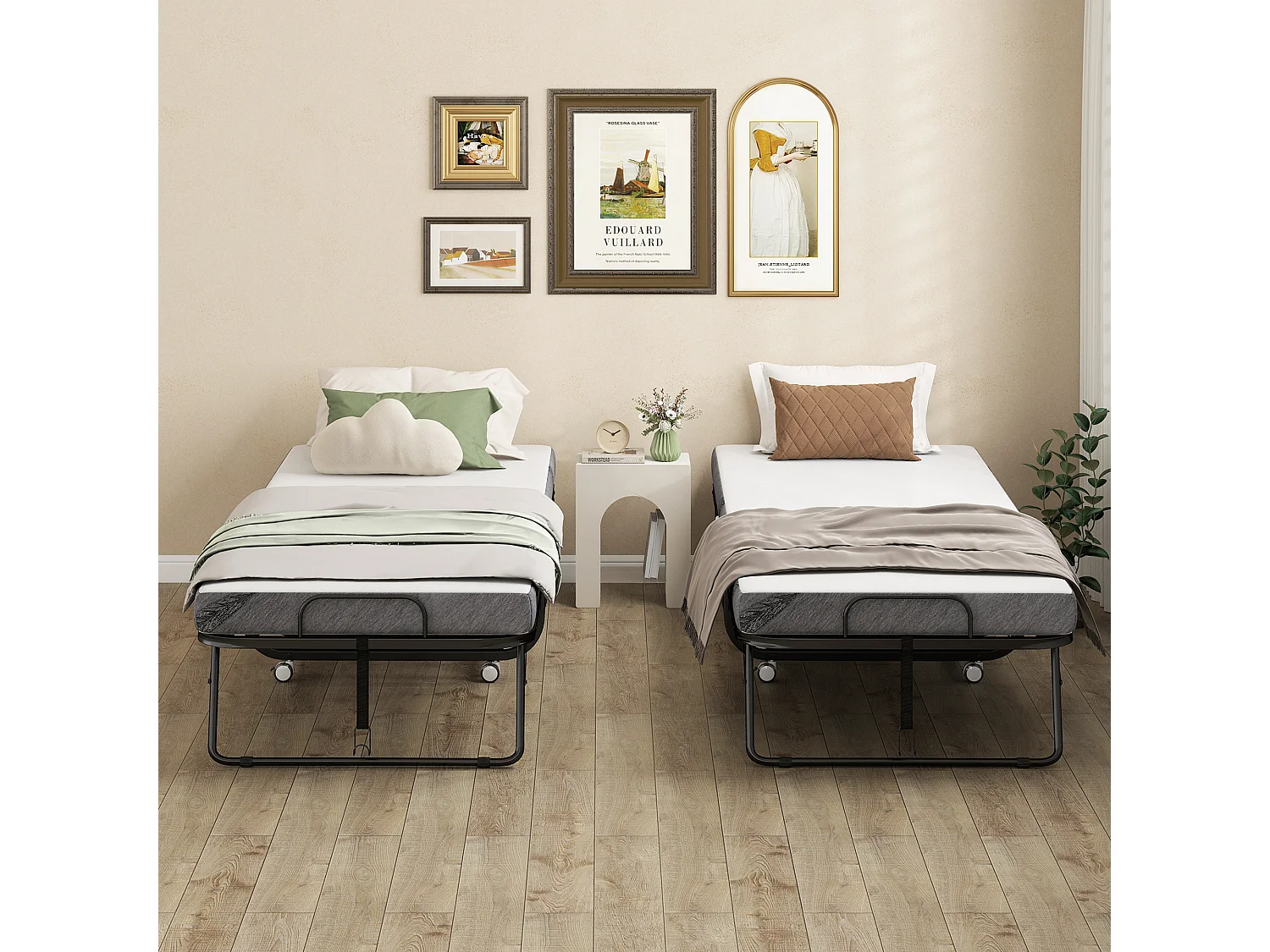 Letto pieghevole 90x200 cm con materasso e ruote con freno