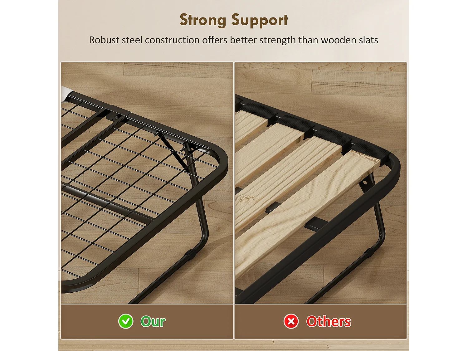 Letto pieghevole 90x200 cm con materasso e ruote con freno