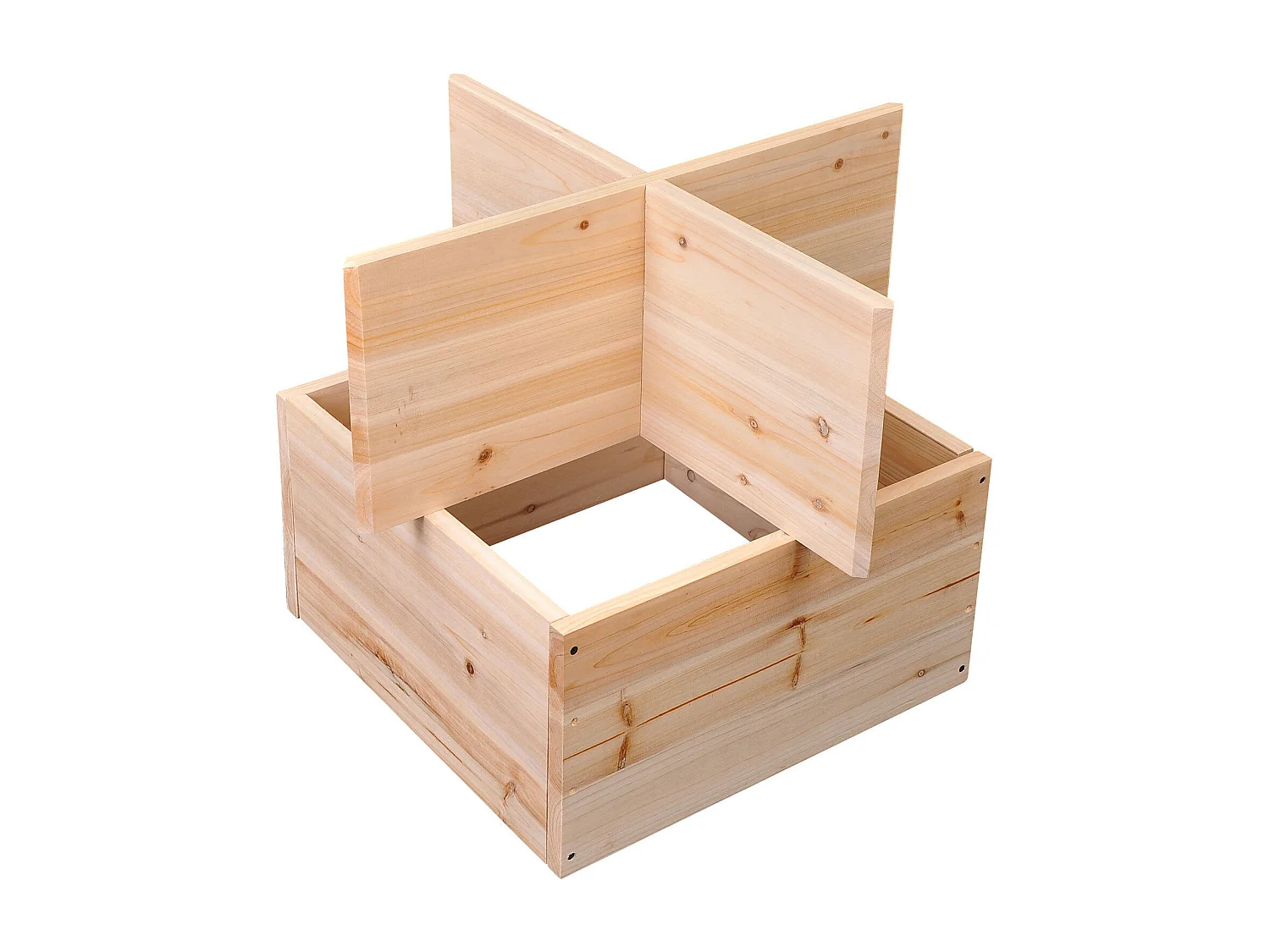 Mobiletto portabottiglie 4 sezioni in legno naturale colore legno