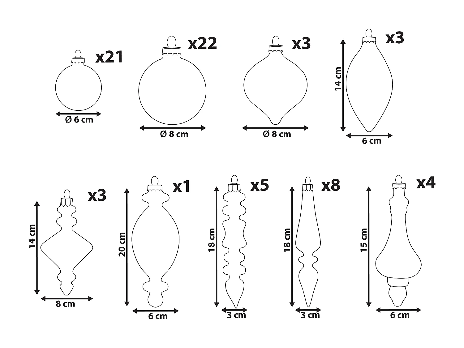 Lot de 70 boules FLICKER Verre Doré